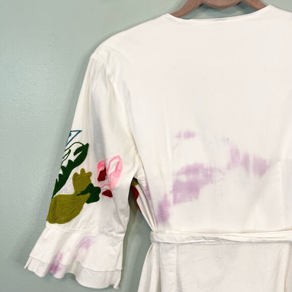 Almatrichi Womens Colorful Embroidery Floral Surplice Wrap-Around Dress Size 10 - Picture 9 of 16